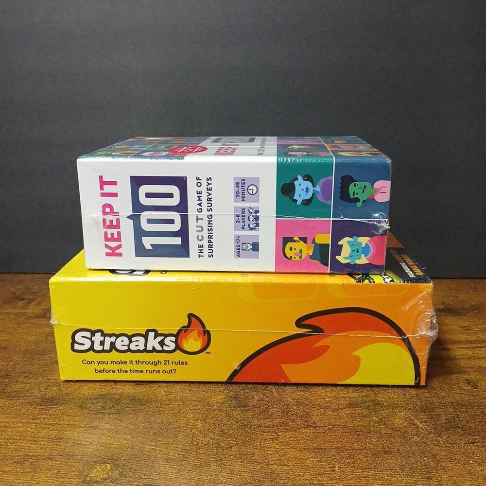Lot of 2 New Sealed Party Games, Streaks & Keep It 100 Survey Game - Picture 3 of 6